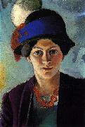 Portrait of the artist's wife with a hat August Macke